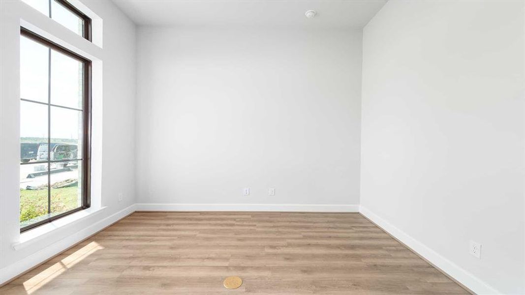 Unfurnished room with light wood-type flooring