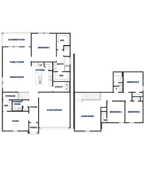 2D floor plan layout of this home in River Ranch Meadows, Dayton, TX (Image 2).