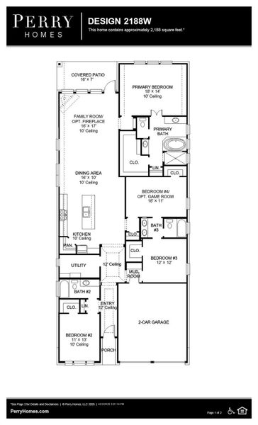 2D floor plan layout of this home in Everly 45', Hockley, TX (Image 2).