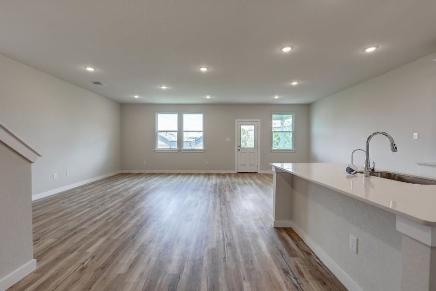 A large empty kitchen. A large empty kitchen.