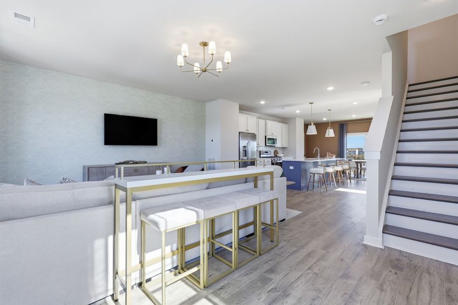 Family Room, Kitchen and Dining Area