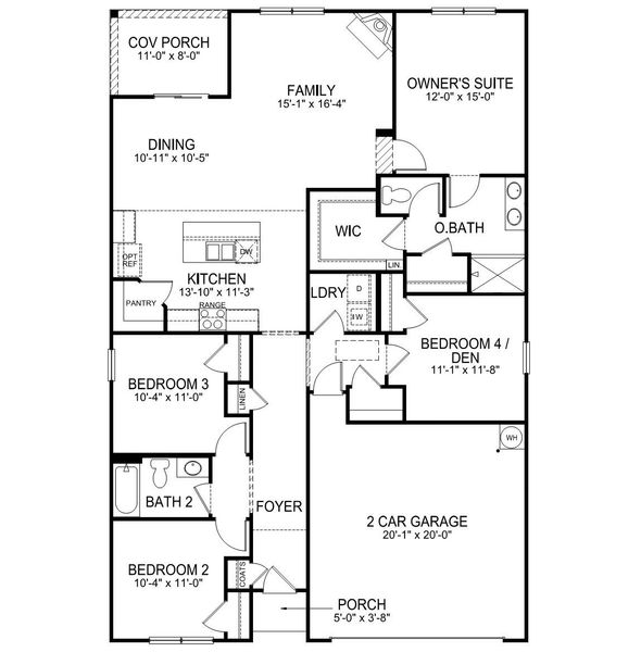 2D floor plan layout of this home in Lightwood Cottages, Moore, SC (Image 4).