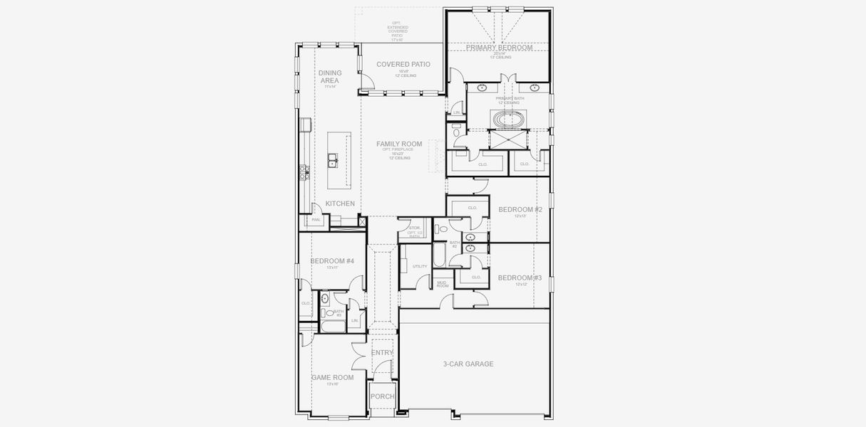 2D floor plan layout for the 2969W by Perry Homes in The Highlands 60', Porter, TX (Image 3). 2D floor plan layout for the 2969W by Perry Homes in The Highlands 60', Porter, TX (Image 3).