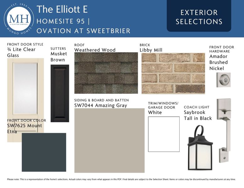 Sample of building materials used in homes in Ovation at Sweetbrier, Durham (Image 4).
