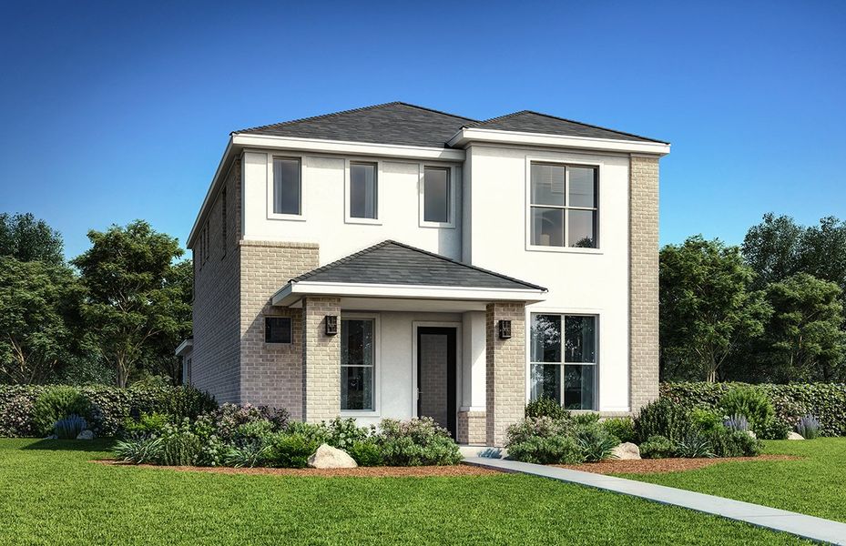 Representative exterior photo of a completed home built from the Duets D417 by Landon Homes in Lexington Frisco, Frisco, TX (Image 20).