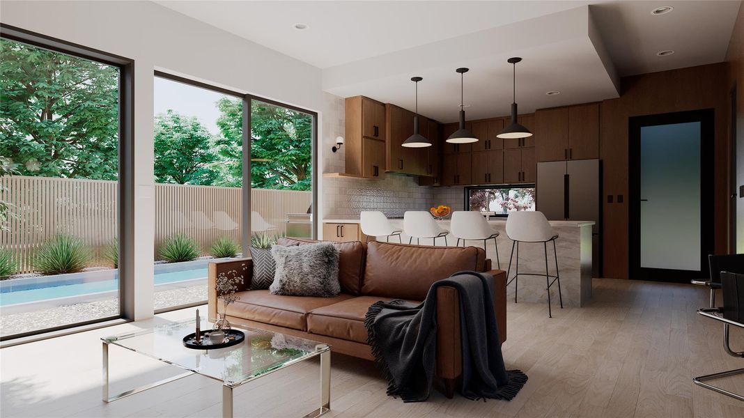 Living room with light wood finished floors Living room with light wood finished floors