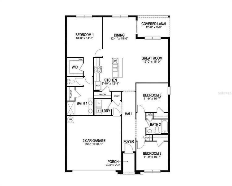 2D floor plan layout of this home in Star Farms at Lakewood Ranch, Bradenton, FL (Image 5).
