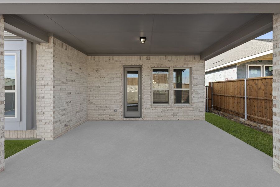 Exterior details and patio area of a home in Brookshire at Legacy Hills, Celina (Image 3). Exterior details and patio area of a home in Brookshire at Legacy Hills, Celina (Image 3).