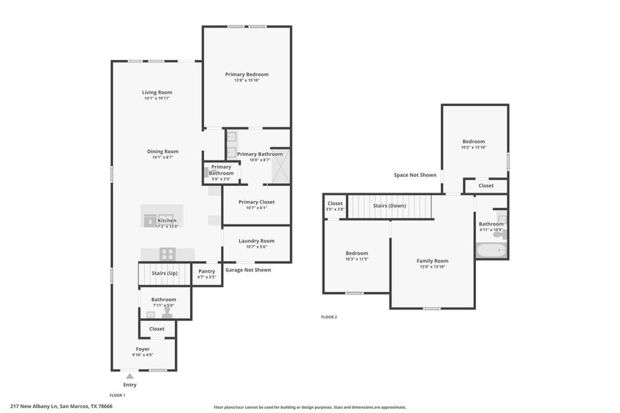 2D floor plan layout of this home in Whisper South, San Marcos, TX (Image 3).