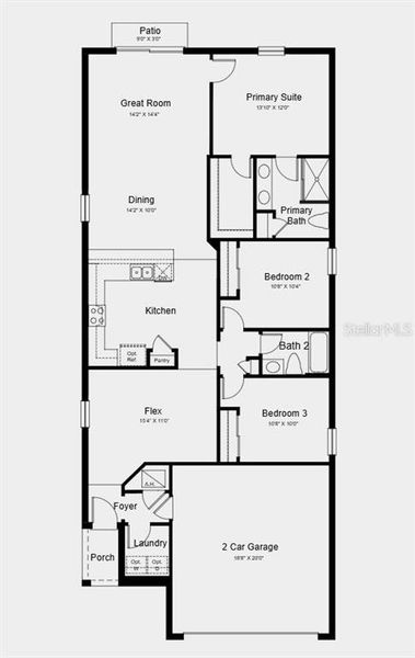 2D floor plan layout of this home in Firethorn, Parrish, FL (Image 2). 2D floor plan layout of this home in Firethorn, Parrish, FL (Image 2).