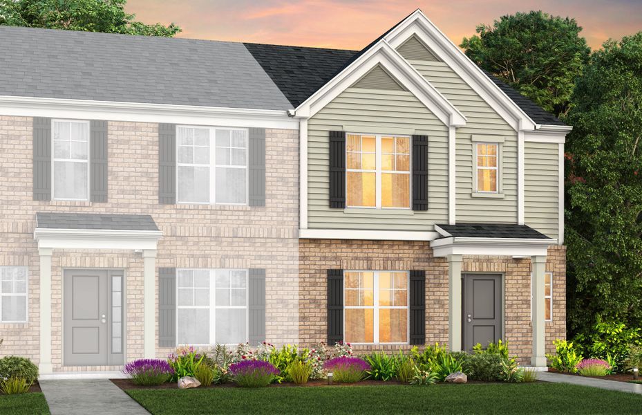 Front exterior of a new home in Riverstone, Monroe, NC, highlighting curb appeal (Image 21).