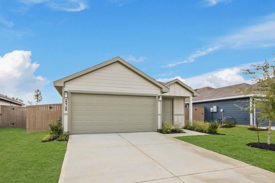 Front exterior of a new home in Presswoods, Splendora, TX, highlighting curb appeal (Image 21).
