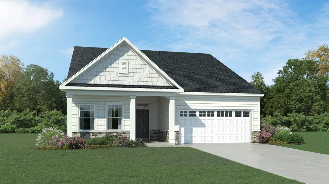 Front exterior of a new home in Everlee, Raleigh, NC, highlighting curb appeal (Image 1). Front exterior of a new home in Everlee, Raleigh, NC, highlighting curb appeal (Image 1).