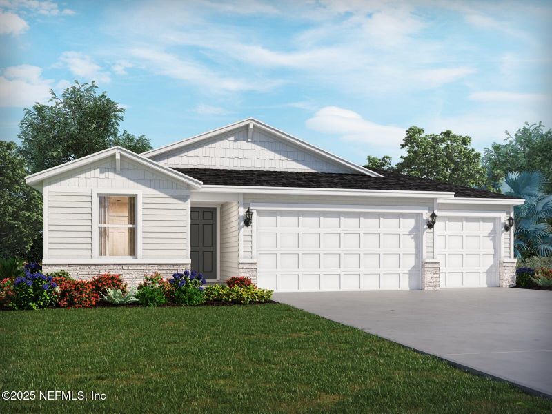 Front exterior of a new home in Azalea Creek, Jacksonville, FL, highlighting curb appeal (Image 2).