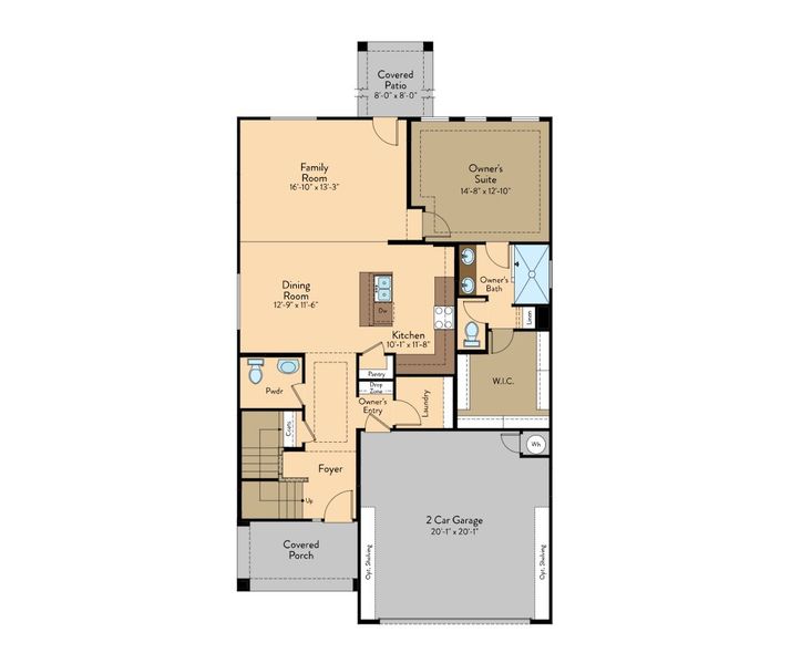 2D floor plan layout for the Sinatra by View Homes in Desert Springs | Enchanted Series, El Paso, TX (Image 3).