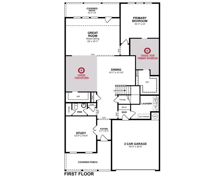 2D floor plan layout for the Parker by Beazer Homes in Enclave at Legacy Hills, Celina, TX (Image 3).