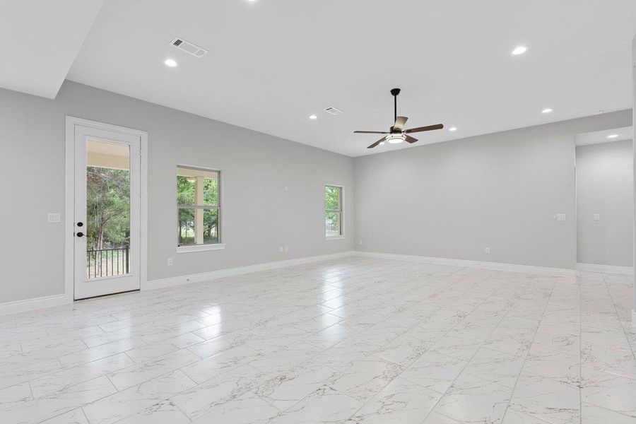 Door leads to back patio.