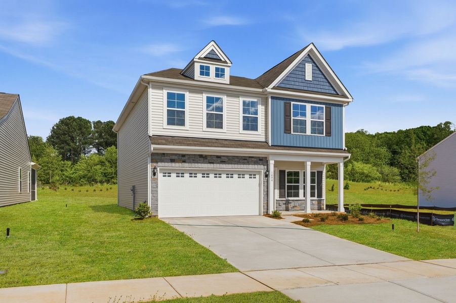 Front exterior of a new home in Piper Creek, Newton, NC, highlighting curb appeal (Image 2). Front exterior of a new home in Piper Creek, Newton, NC, highlighting curb appeal (Image 2).