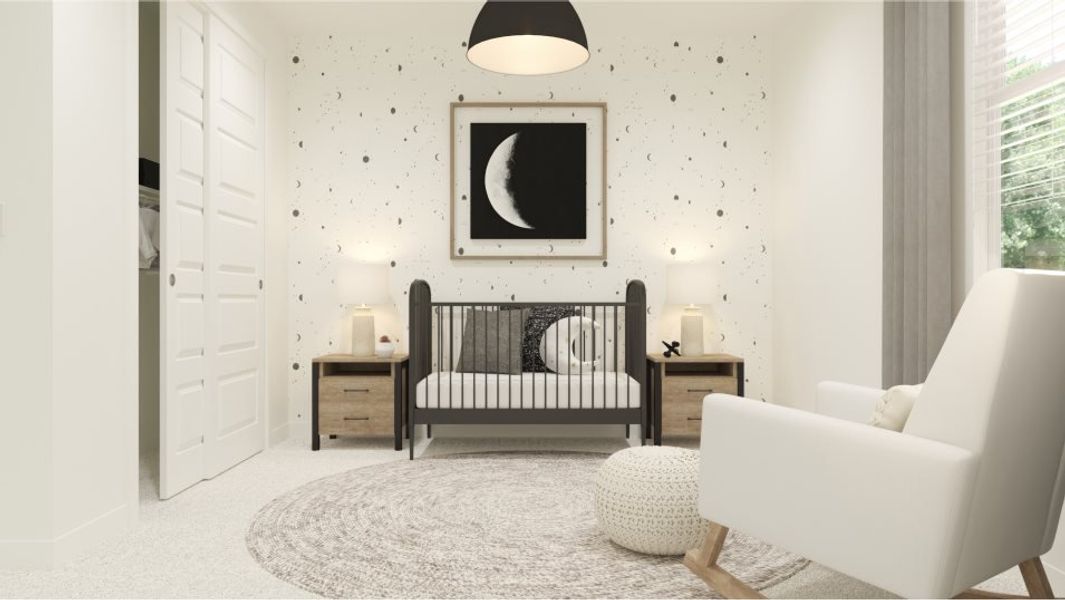 Bedroom 3 styled as a nursery