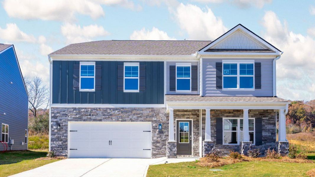 Front exterior of a new home in Prairie Pass, Apison, TN, highlighting curb appeal (Image 1).