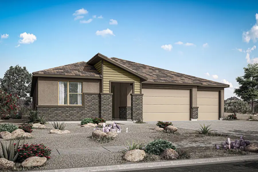 Representative exterior photo of a completed home built from the Crimson by Mattamy Homes in Miravida, Surprise, AZ (Image 2).