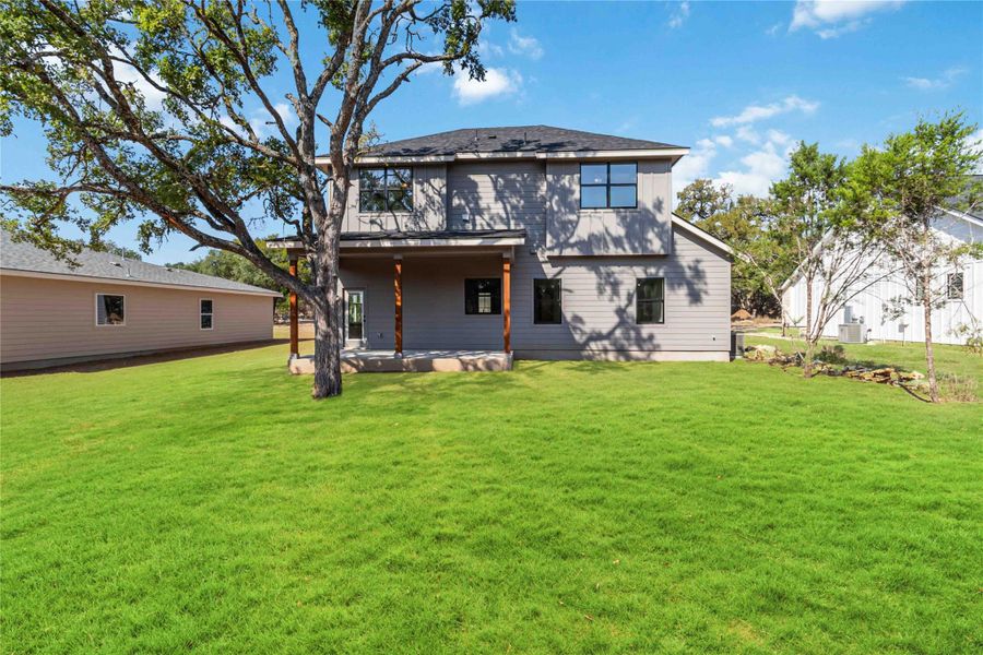 Back of structure with green grass added