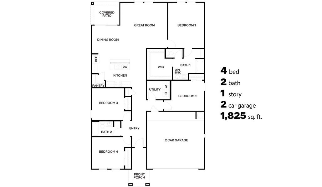 2D floor plan layout of this home in Barnett Village, Marana, AZ (Image 3).