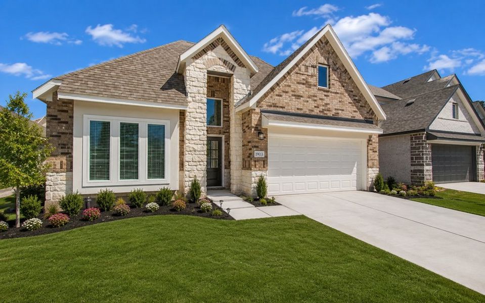 Representative exterior photo of a completed home built from the Elise 2012HCGR by Saratoga Homes in Aldine Pines, Houston, TX (Image 1). Representative exterior photo of a completed home built from the Elise 2012HCGR by Saratoga Homes in Aldine Pines, Houston, TX (Image 1).
