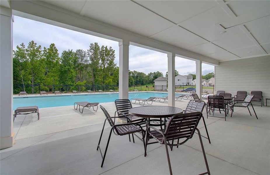 Exterior details and patio area of a home in Rosewood Lake Estates, Hoschton (Image 26).