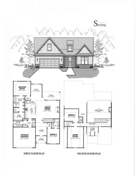 2D floor plan layout for the Sterling by Grant Homes LLC in Valleybrook, Oakland, TN (Image 5).