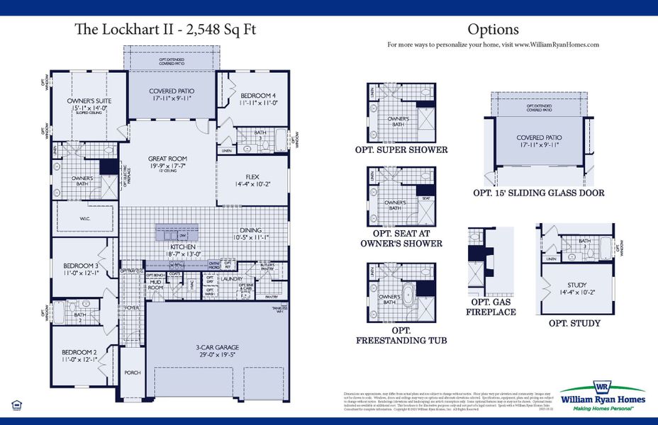 2D floor plan layout for the The Lockhart II by William Ryan Homes in Ten Mile Creek, Celina, TX (Image 3).