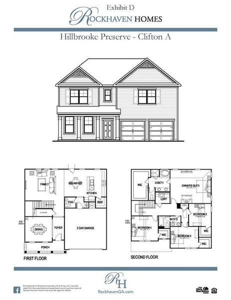 2D floor plan layout of this home in Hillbrooke Preserve, Conyers, GA (Image 5).