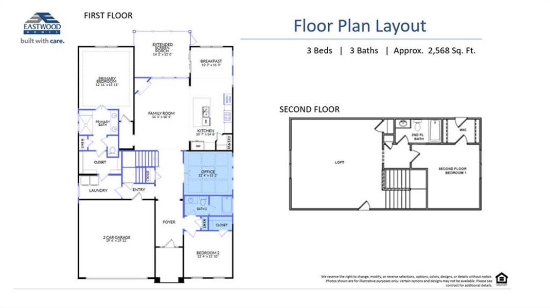 2D floor plan layout of this home in Twin Lakes, Hoschton, GA (Image 4).