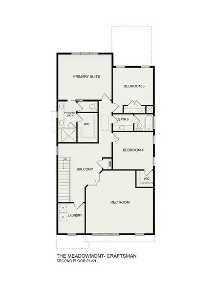 2D floor plan layout for the Meadowmont Craftsman by Homes by Dickerson in Ponder, Wendell, NC (Image 3).