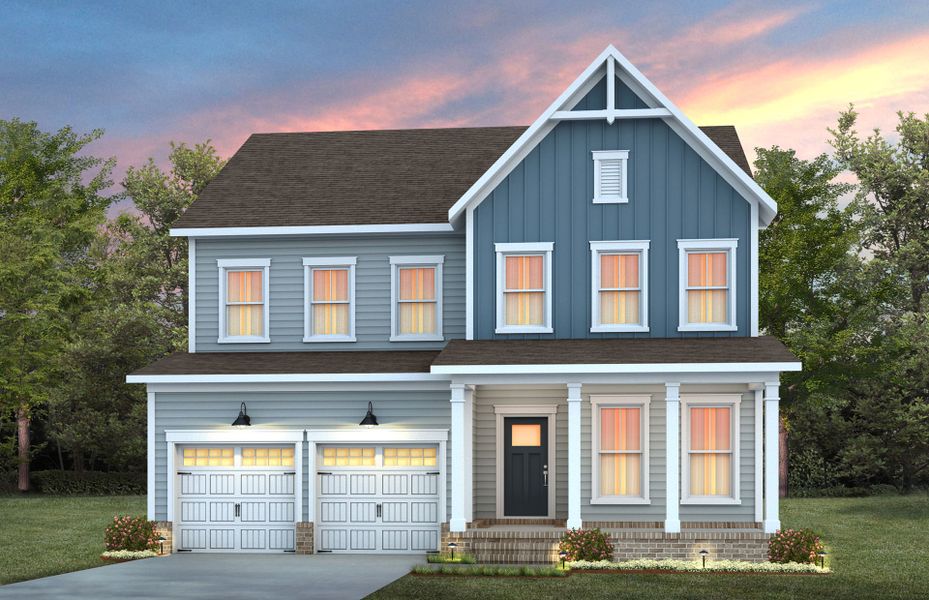 Representative exterior photo of a completed home built from the Continental by Pulte Homes in The Preserve at Marks Creek, Knightdale, NC (Image 20). Representative exterior photo of a completed home built from the Continental by Pulte Homes in The Preserve at Marks Creek, Knightdale, NC (Image 20).