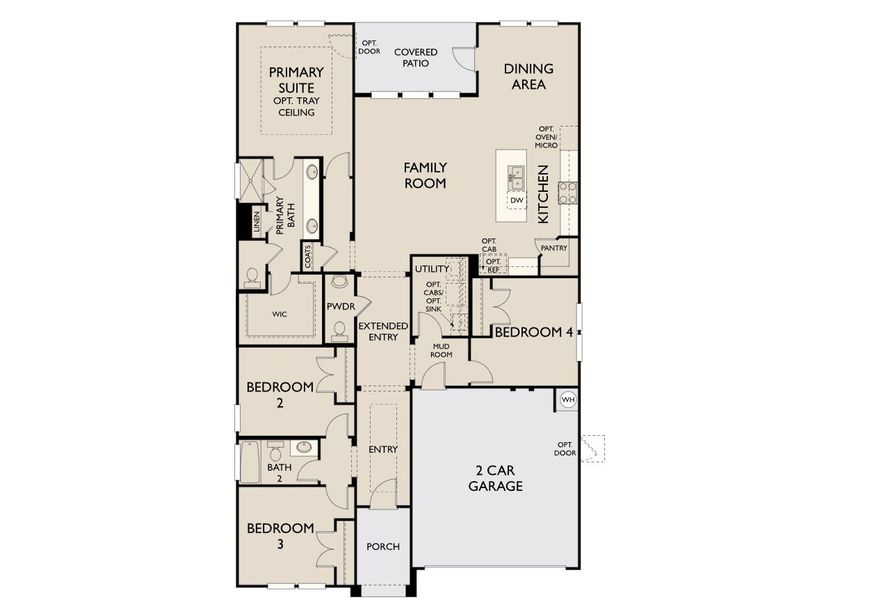 2D floor plan layout for the Lancaster by Ashton Woods in Willow Springs, Buda, TX (Image 2).