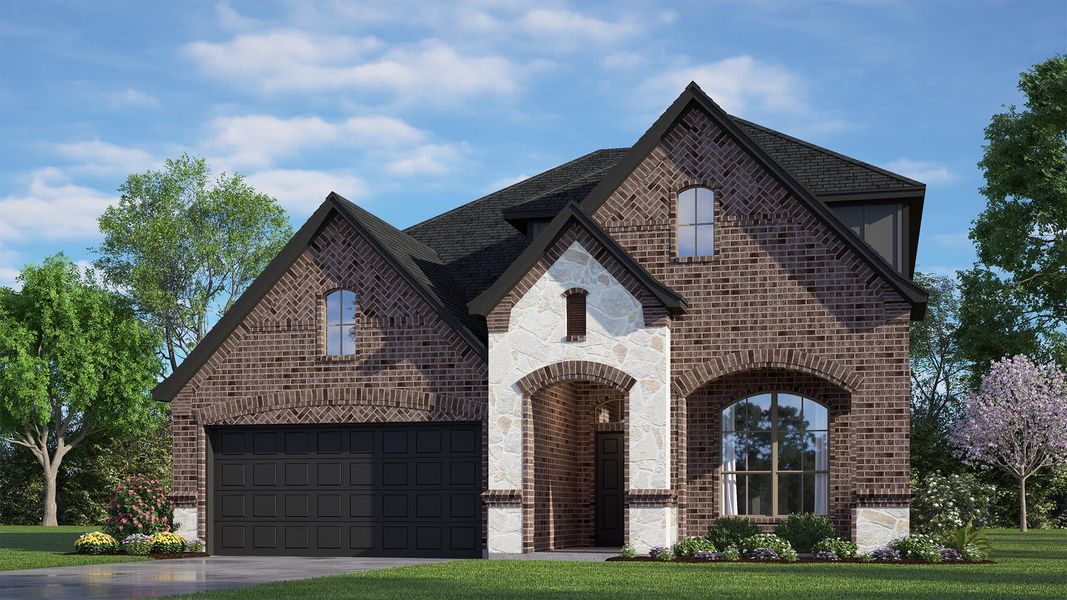 Elevation D with Stone | Concept 2492 at El Dorado in Granbury, TX by Landsea Homes