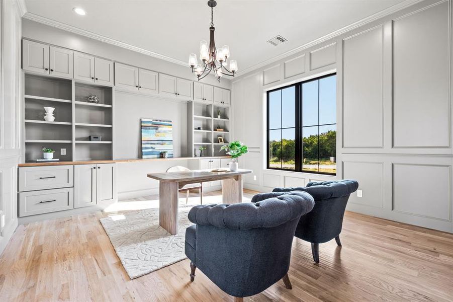 Drenched Study with Custom Built Ins