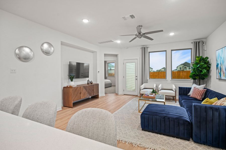 Living room in the Oak home plan by Trophy Signature Homes – REPRESENTATIVE PHOTO Living room in the Oak home plan by Trophy Signature Homes – REPRESENTATIVE PHOTO