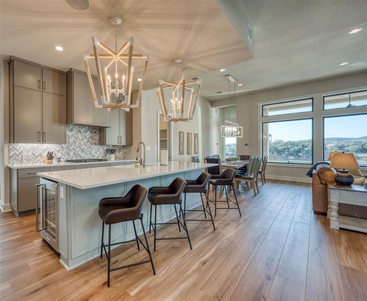 Kitchen with amazing lake views.