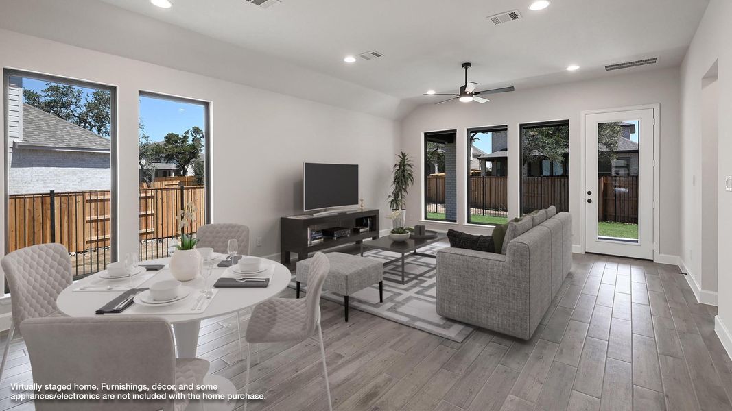 Furnished interior view inside a new home in 6 Creeks 45', Kyle (Image 3). Furnished interior view inside a new home in 6 Creeks 45', Kyle (Image 3).