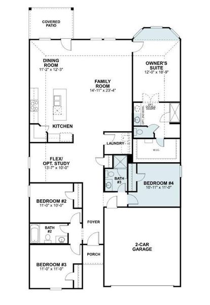2D floor plan layout of this home in Pinewood at Grand Texas, New Caney, TX (Image 4).
