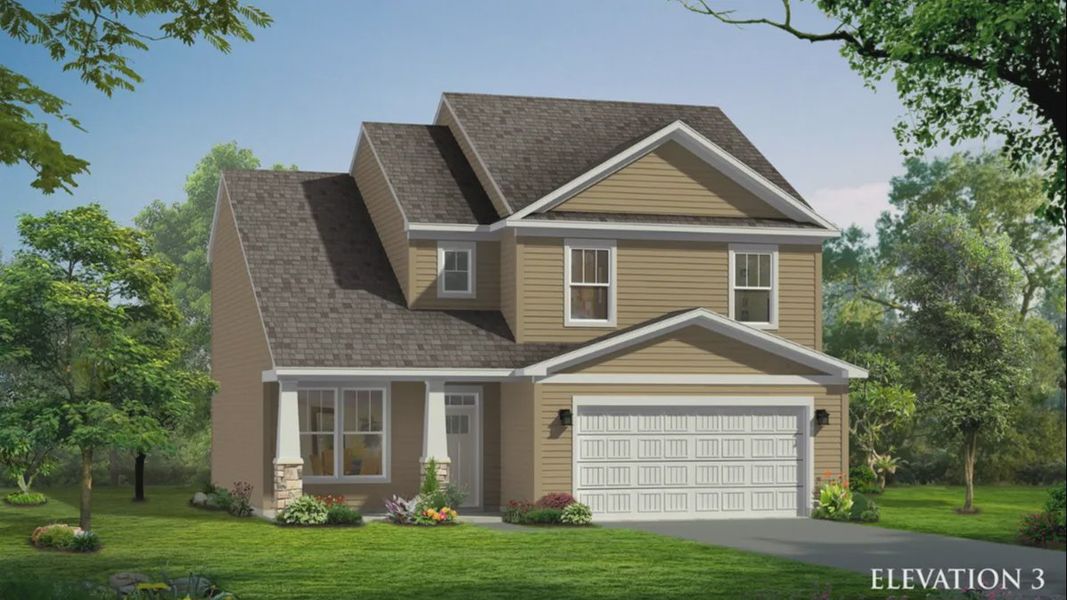 Representative exterior photo of a completed home built from the Cameron by DRB Homes in The Wilds at Cedar Mountain, Asheville, NC (Image 23).
