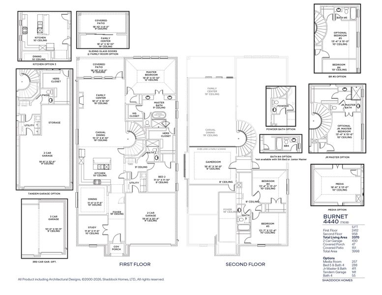 2D floor plan layout for the Burnet - SH 4440 by Shaddock Homes in Brookhollow West, Prosper, TX (Image 3). 2D floor plan layout for the Burnet - SH 4440 by Shaddock Homes in Brookhollow West, Prosper, TX (Image 3).