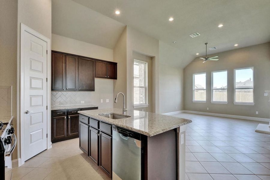 Representative furnished interior of a home built from the Oaks 1793 by Brohn Homes in Oaks at San Gabriel, Georgetown (Image 3).
