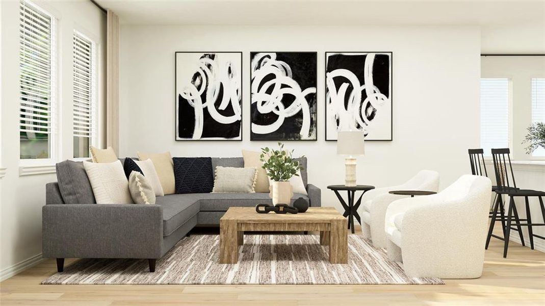 Living room featuring hardwood / wood-style flooring