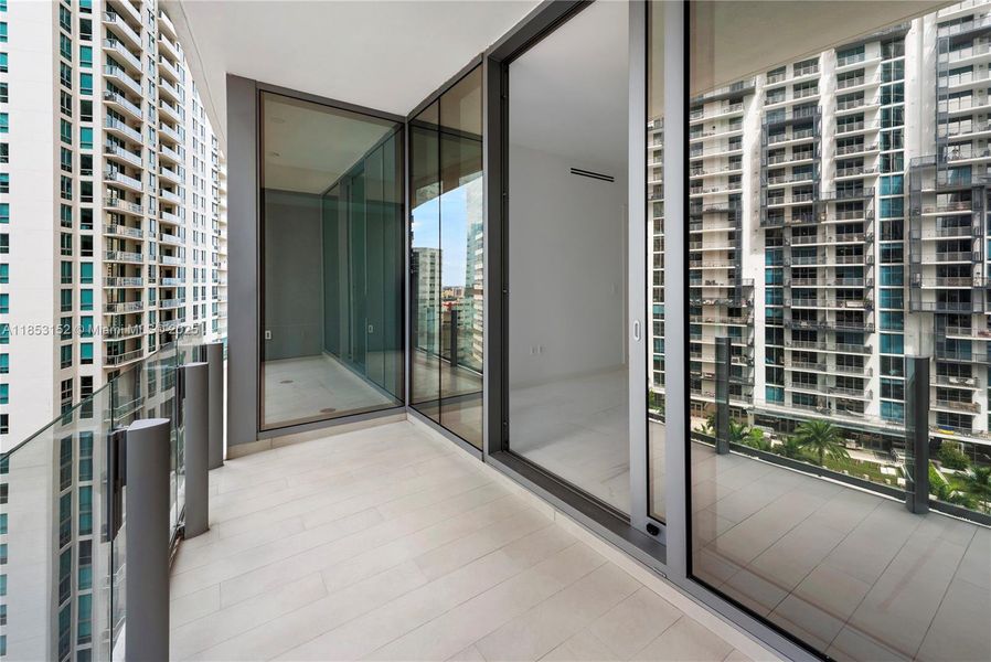Exterior details and patio area of a home in Aston Martin Residences, Miami (Image 19).