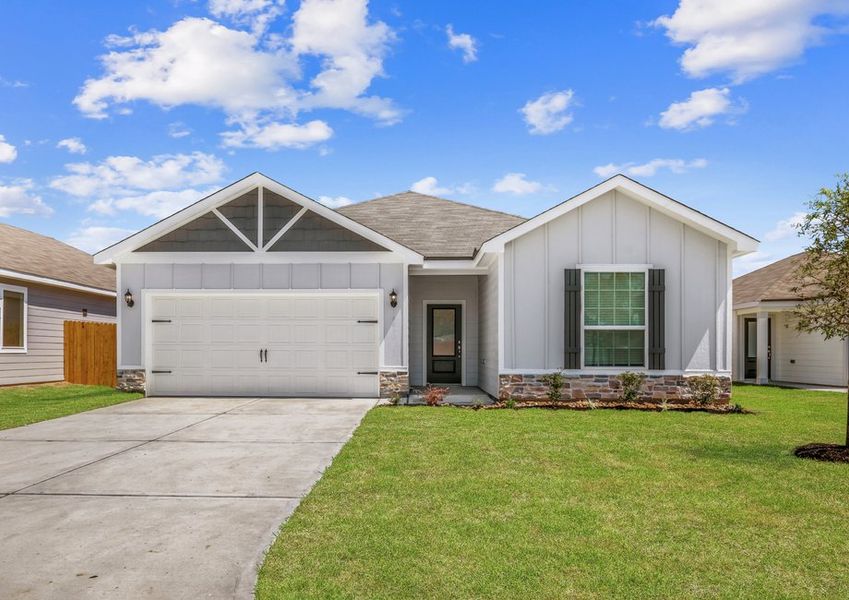 Exterior of the Sabine with stone detail