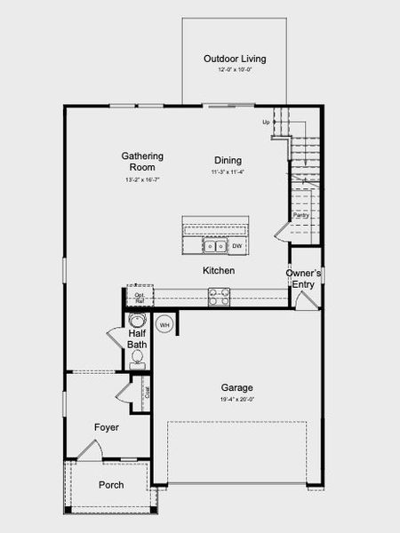 2D floor plan layout for the Stella by Taylor Morrison in Eagle Trace, Wendell, NC (Image 2).