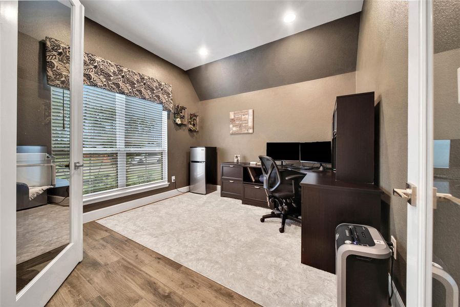 Located at the front of the home, the private study provides a dedicated workspace tucked away from the main living areas.
